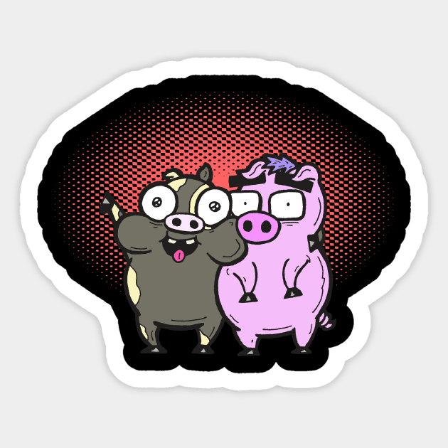 Cash Grab Pigs - Besties! Sticker by calavara